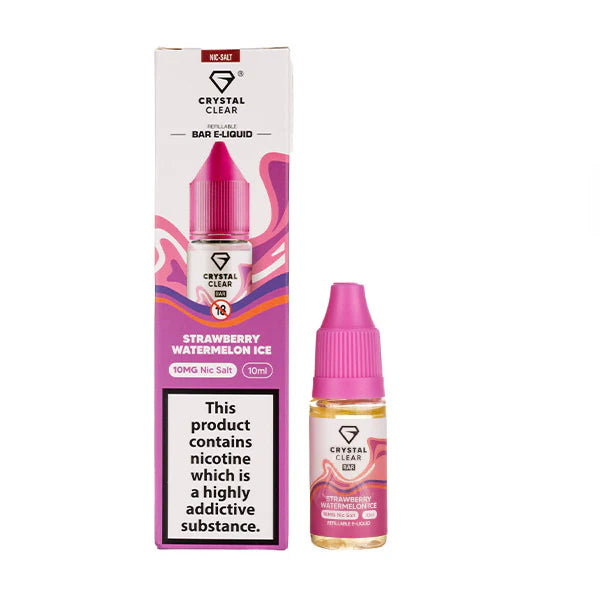 5 FOR £10  Crystal Clear Nic Salt E-Liquid 10MG/20MG Nicotine 10ml bottle